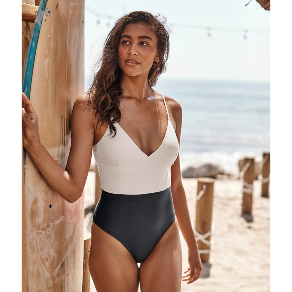 Summersalt Women's One Piece Swimsuit in White and Black